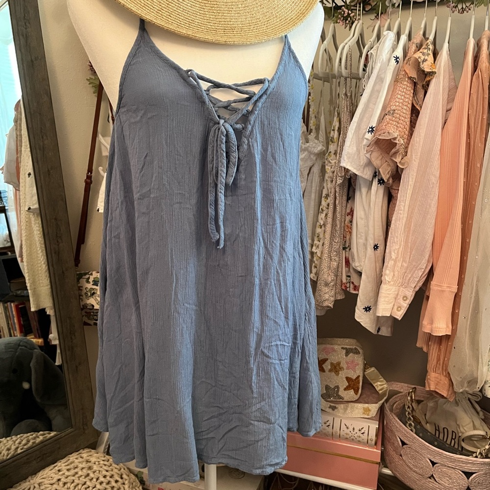 Roxy blue beach swim cover up casual dress size S small